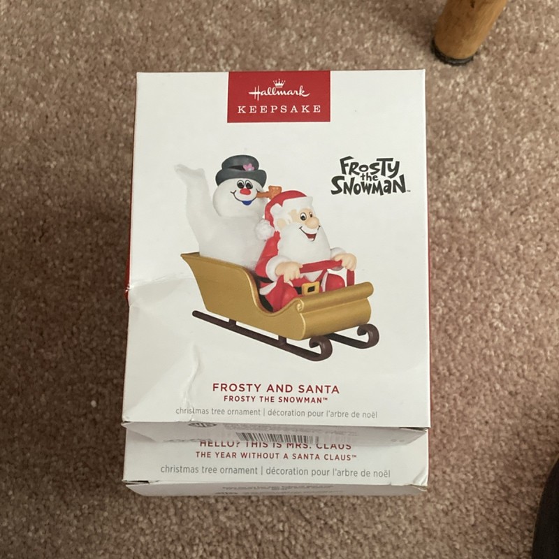 Hallmark Keepsake Frosty & Santa Christmas Ornament, Multicolor Sleigh, Hanging
