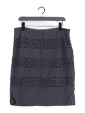 White Stuff Women's Midi Skirt UK 14 Grey Linen with Cotton Midi A-Line