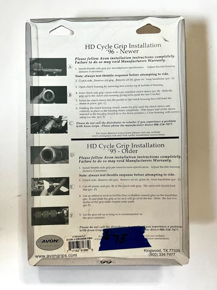 ¡¡NUEVO STOCK ANTIGUO!! Empuñaduras y clavijas Avon V-Cruiser FBW VT-62-CH-FLY Foto 2 de 4