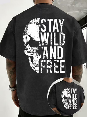 Stay Wild and Free Herren Oversize Shirt Washed Look 100% Baumwolle