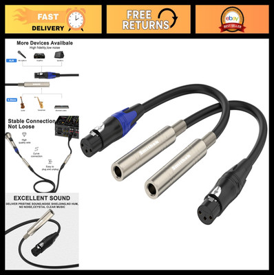 2 Pack XLR to 1/4'' Cable - Balanced 3 Pin Female to 6.35mm TRS Audio Adapter, 1f