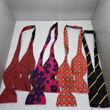 Men  s Self Tie Bow Ties Lot of 4 Red Burgundy Patterned Formalwear