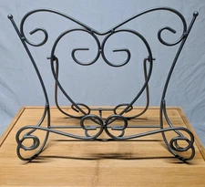Unbrand Grey Metal Scroll Heart Cook Book Holder Stand
