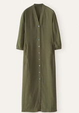 New Poetry BUTTON-THROUGH DRESS Garment-dyed linen, Full Color & Size !!