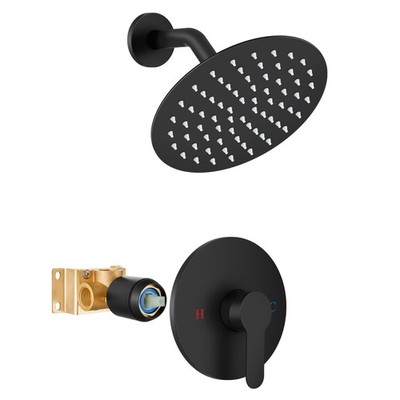 Shower Faucet Set,8 Inch Round Rainfall Shower Head,SUS304 Stainless Steel Si...