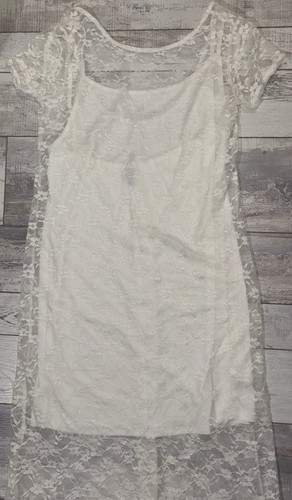 Maxi abito Wild Fable trasparente overlay taglia L grande - avorio - NUOVO B - Foto 3 di 14