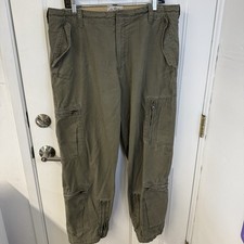 Vtg Old Navy Military Cargo Pants Heavy Baggy Relaxed Punk Y2K Olive Mens 36x30
