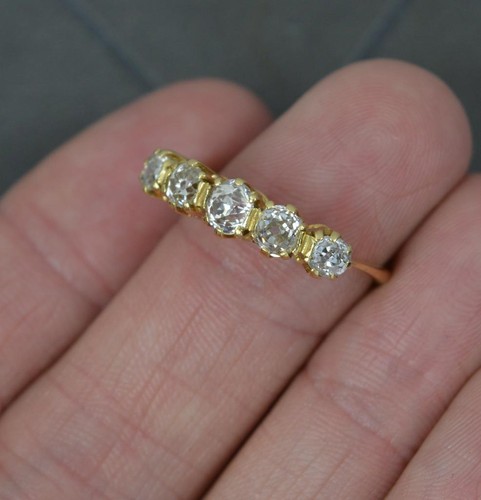 Victorian 18ct Gold and 1.35ct Old Cut Champagne Diamond Ring - Afbeelding 7 van 11