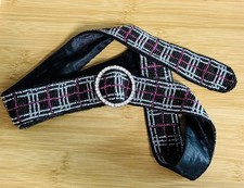 Vintage Seed Beaded Belt Up To A Size 41" With Rhinestone Buckle