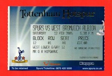 2004/05 TOTTENHAM 1-1 WEST BROM PREMIER LEAGUE TICKET 12.02.05 SPURS WBA *MINT*