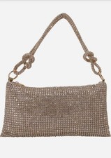 Gold Rhinestone Crystal Mesh Shoulder Bag Evening Party Zipper