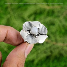 Valentines Deal Rainbow Moonstone Gemstone Birthday Flower Ring Sterling Silver