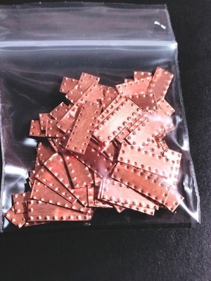Ship Model Fittings Parts 100 Bright Copper Plates w/rivets sheathing 15mm x 5mm