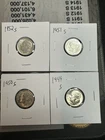 New ListingQuartetA S Mint 1949 1950 1951 1952 Roosevelt Dimes 90% Silver