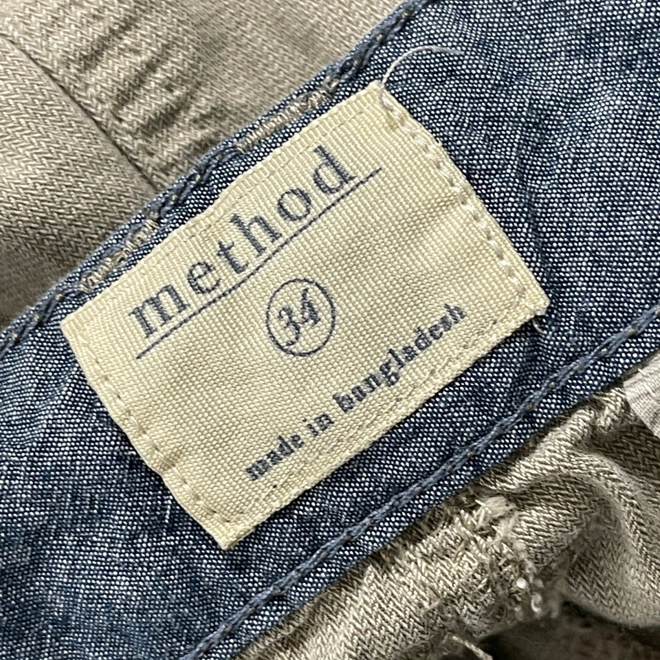 Pantalones Cortos Method Hombre Talla 34 Beige Chino Tiro Medio 100% Algodón Minimalista 10" Entrepierna Foto 3 de 4