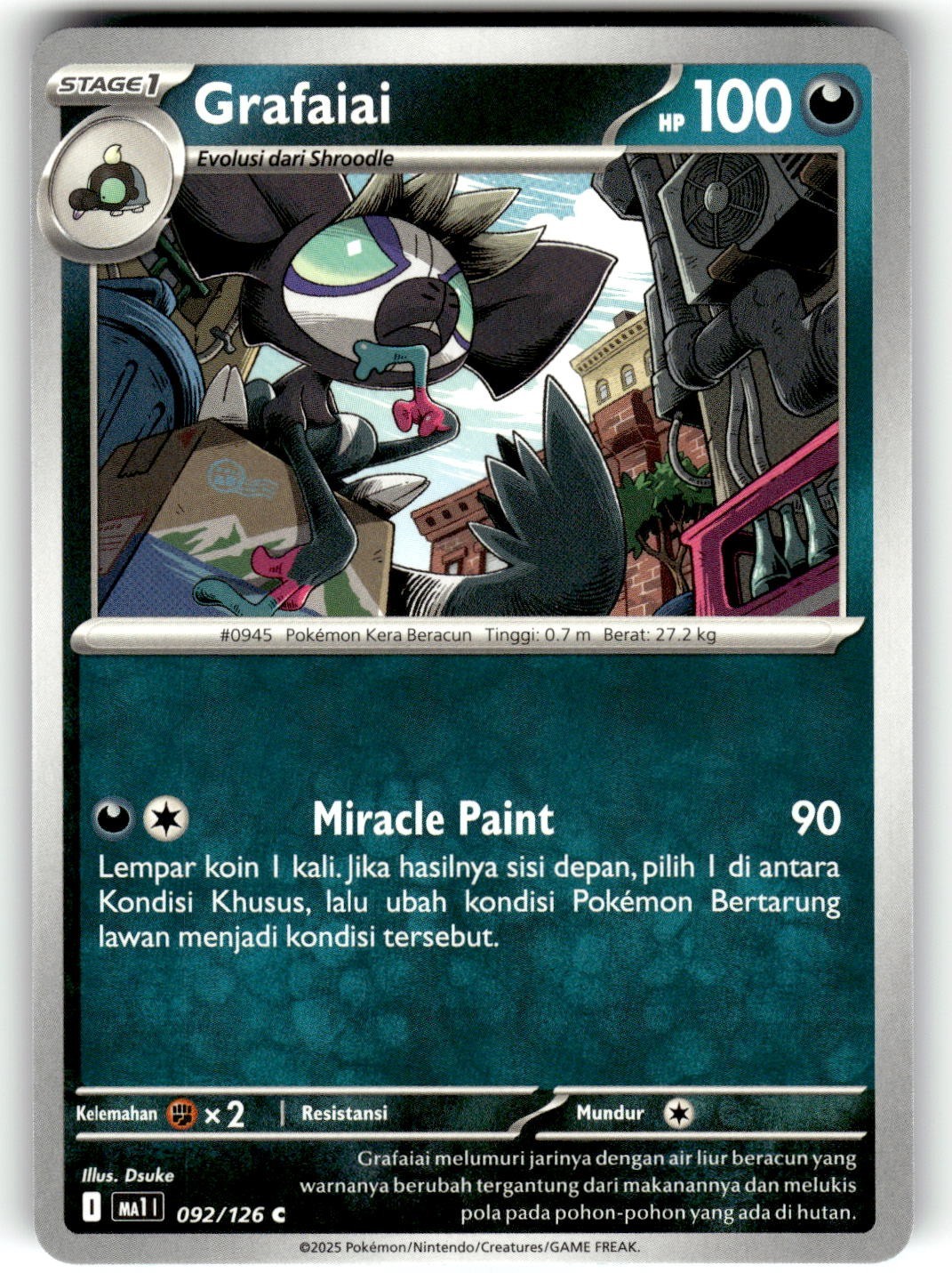 Pokemon Indonesian Mega Evolution Card 092/126 Grafaiai