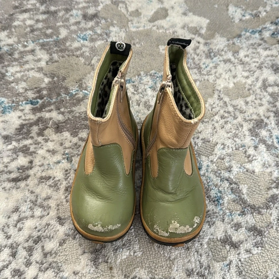 Детские кожаные сапоги-ящерицы Pedoodles - зеленые и желтовато-коричневые размер большой - Изображение 3 из 4