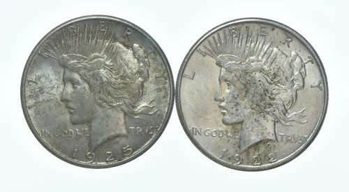 1925 & 1922-S Peace Silver Dollar $1 Bullion Collection Lot *107