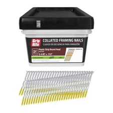 Grip-Rite 2-3/8 in. Exterior Galvanized Ring Shank Framing Nails 21° Plastic Col