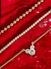 NEW Disney Mickey Mouse Layered Necklace - Gold/Pav Officially Licensed Disney