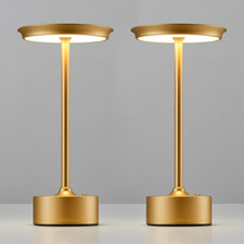 Rechargeable Table Lamps Set of 2, Gold Cordless LED 4000Mah Battery Desk Lamp,