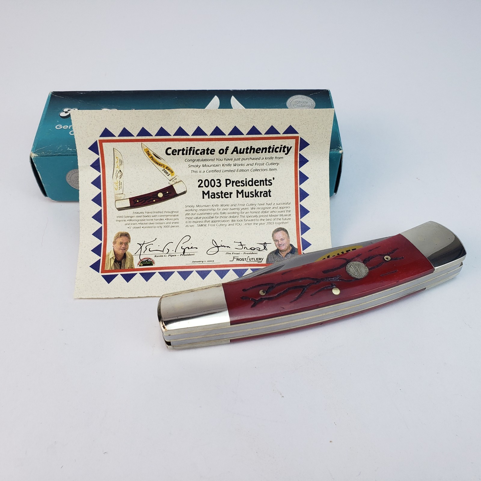 Frost Cutlery 5" 14-177 BDWG 2003   "The President,s Knife"  Master Muskrat  NOS