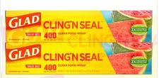 Glad Cling ‘N Seal Clear Plastic Food Wrap 400 sq. ft./roll, 2 rolls