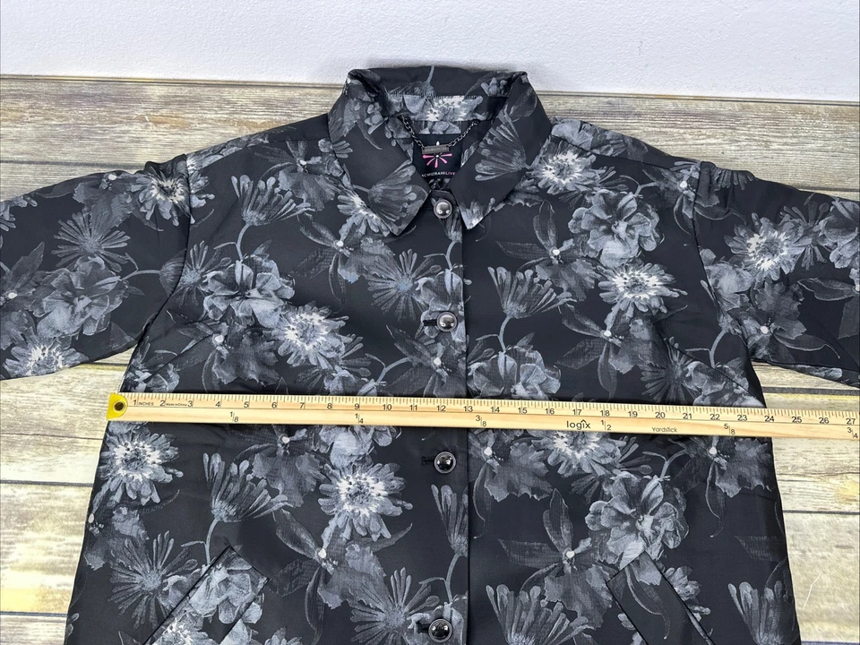 Chaqueta Isaac Mizrahi Live Tejida Floral Jacquard Forrada de Vellón Talla M Gris A620558 Foto 4 de 4