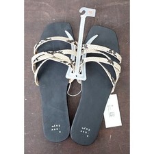 A New Day Women Snake Print Strappy Flat Sandals Slides Black Size 10