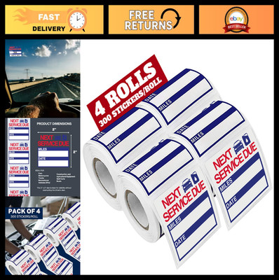 Oil Change Reminder Stickers 2  x 2  - 300 Auto Service Due Labels Roll