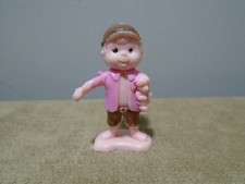 VTG MINIATURE LITTLE BOY HOLDING A PUPPY HAND PAINTED PLASTIC 1.5 FIGURE HONG K
