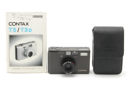Double Teeth [MINT in Case] Contax T3 Black Point & Shoot Film Camera JAPAN