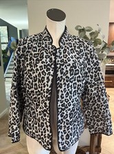 Chicos Women 1 Black animal print long sleeve open front jacket K