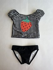 Cat and Jack Girls Swimsuit Size 3T- Black, White, with Strawberry