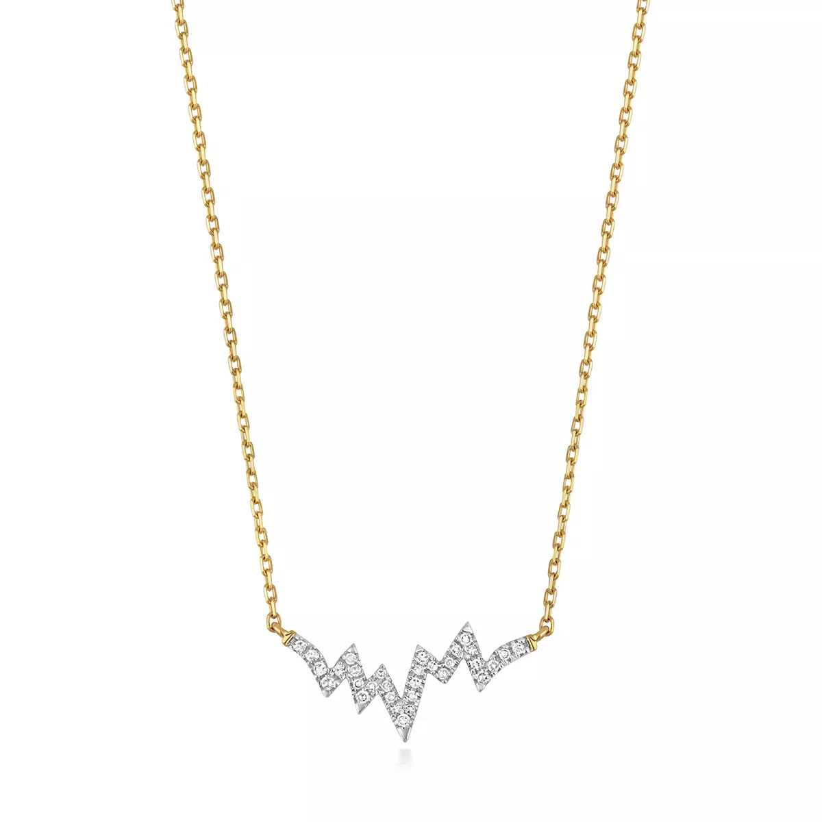 Real Diamond Heartbeat Necklace Solid 9ct Yellow Gold Hallmarked