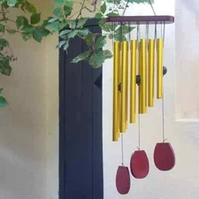 Forestree Wood and Aluminium Wind Chime - 12 Tubes, Rustic Outdoor Decor