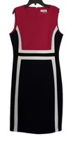 CALVIN KLEIN  COLOR-BLOCK SCUBA S/ LESS SHEATH DRESS, MULTI , Size 10 NWT