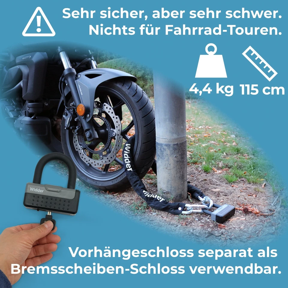 Motorradschloss Kettenschloss [Titan-Stahl sicher] Motorrad Schloss 4 Schlüssel - Bild 4 von 4