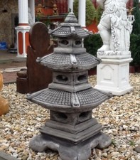 Steinlaterne Feng Shui Steinguss Skulptur, Japan Lampe XXL,93 cm Garten Laterne