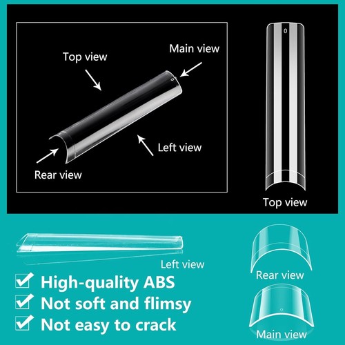 240PCS Durable Clear Nail Tips - Extra Long Square ABS for Nail Art Lovers - Picture 6 of 9