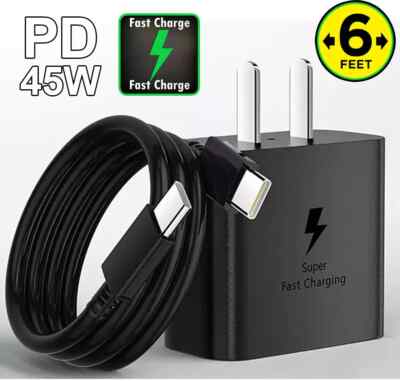 Cargador Super Rapido  6Ft Tipo C 45W Para Samsung Galaxy S23 S24 Plus Ultra
