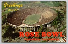 Aerial View Rose Bowl Pasadena California College Football Historical Postcard 