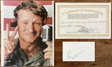 Robin Williams signed index card  with photo from Good Morning Vietnam with COA