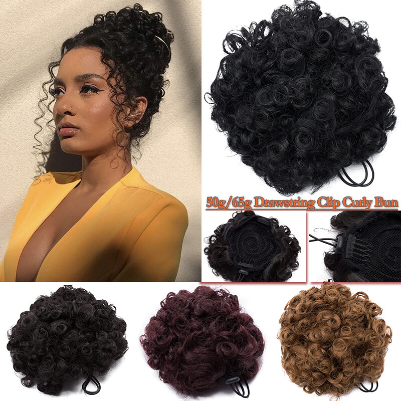 Afro Puff Hair Bun Fluffy Curly Drawstring Ponytail Clip In On Hair Extension US | eBay Afro Puff Hair Bun Fluffy Curly Drawstring Ponytail Clip In On Hair Extension US | eBay