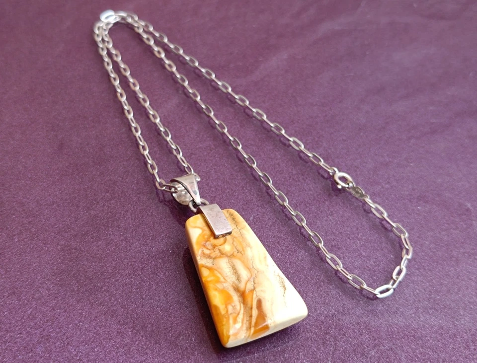 925 Silver Amber Pendant, Amber Jewelry, Authentic Amber Pendant, Polished Amber - Image 4 of 4