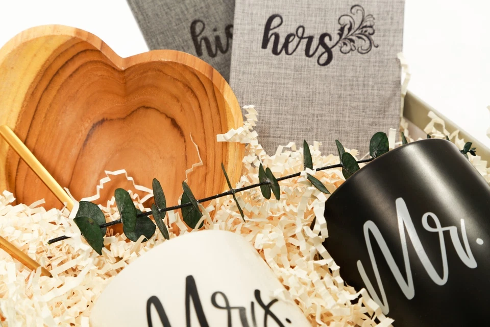 His/Hers, Him/Him wedding gift box, bride gift box bridesmaids mugs  - Image 2 of 4