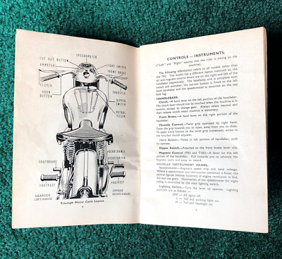 1951 TRIUMPH MOTORCYCLE OWNERS MANUAL THUNDERBIRD TIGER 100 TR5