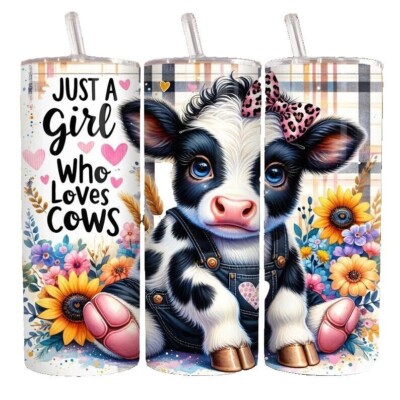 Just a Girl Who Loves Cows 20oz Skinny Tumbler Insulated Travel Mug Cup