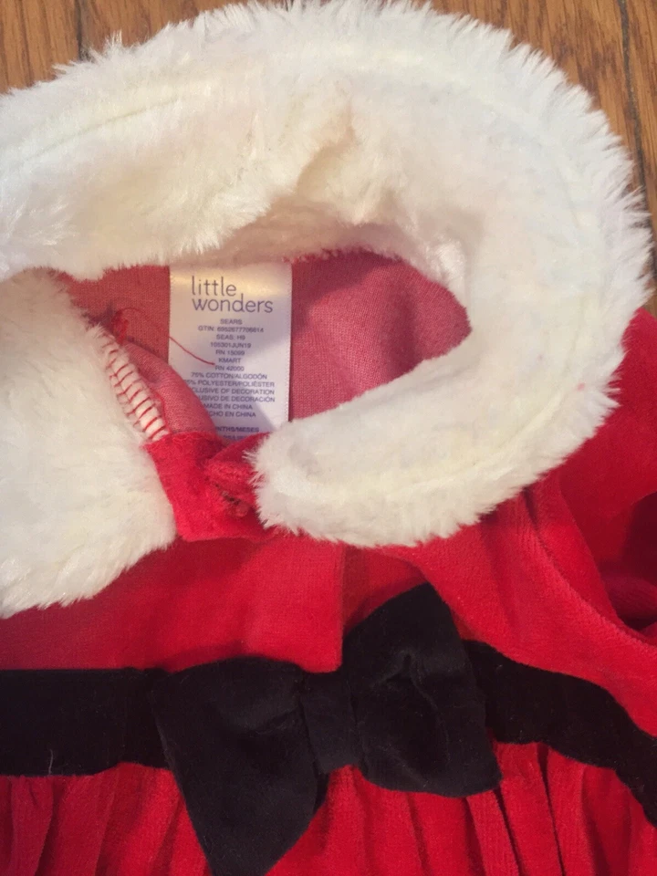 Маленькие чудеса Baby Girl Санта платье комплект праздник два изделия наряд новый с Ярлыками 3-6 месяцев - Изображение 4 из 4