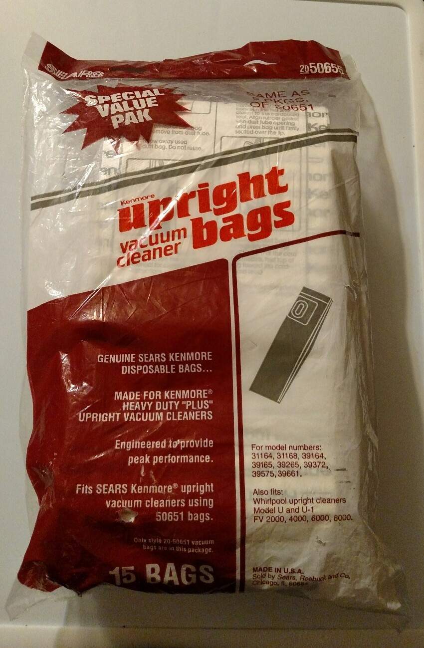 SEARS KENMORE Upright Vacuum Bags 50651 (Only 8 bags left in package